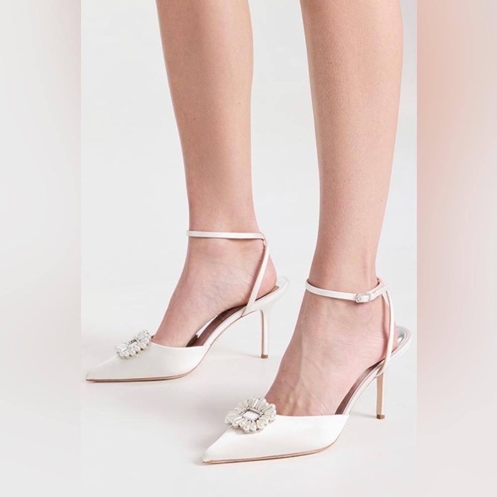 Badgley Mischka Nicky White Satin Heels